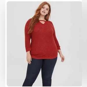 Torrid Women's Sweater Plus Size 0 Orange Keyhole Knit Lightweight Top